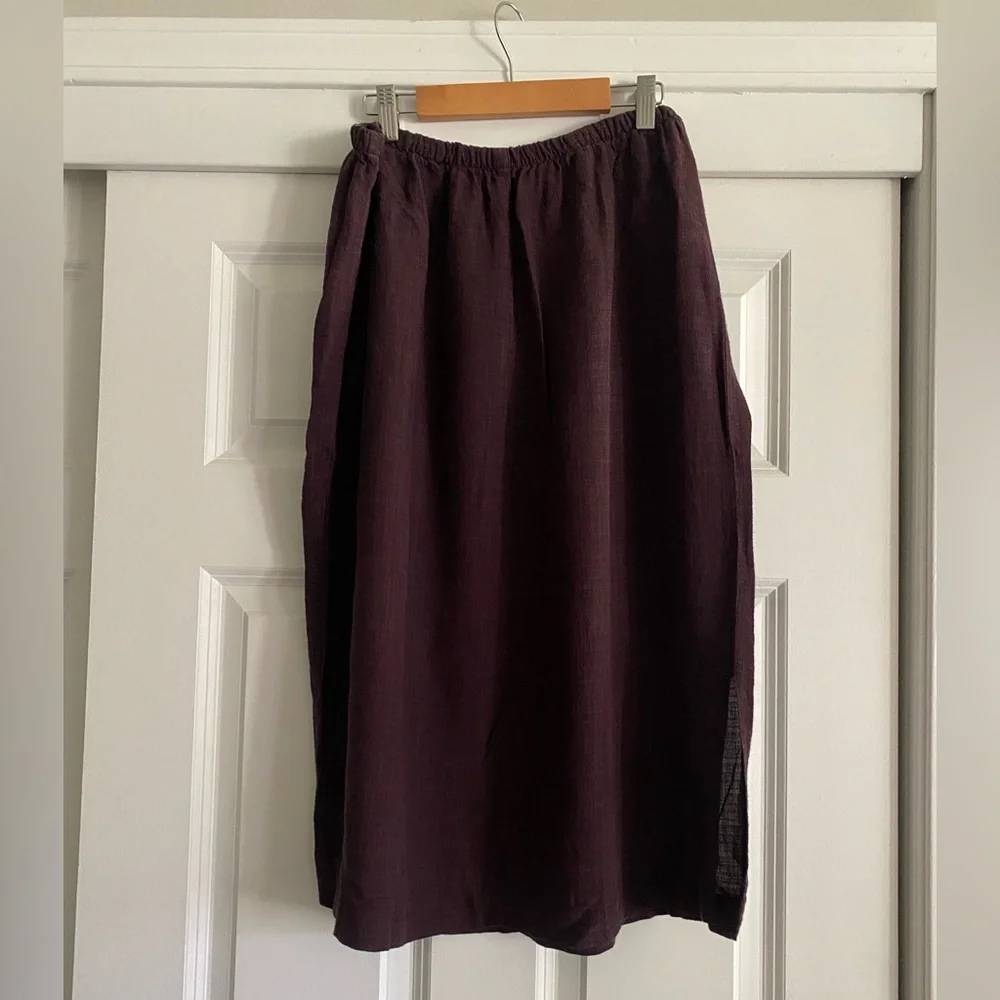 Eileen Fisher Purple Women's Linen Skirt - Picture 2 of 2